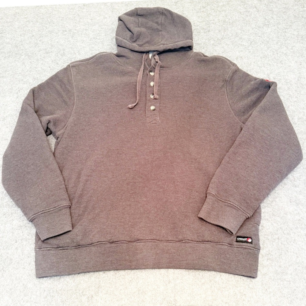 Canada Weathergear Hoodie Mens Large Brown Excellent Sherpa Lined Waffle CWG128